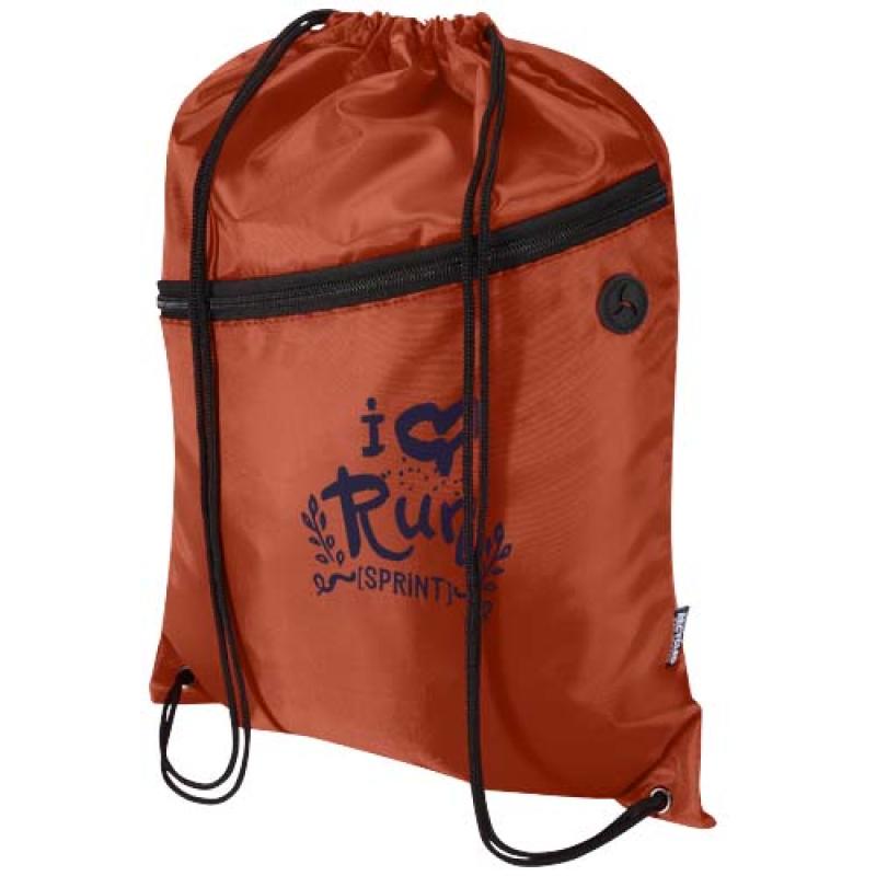Bolsa con cordón Oriole de RPET con bolsillo frontal con cremallera, 5 l