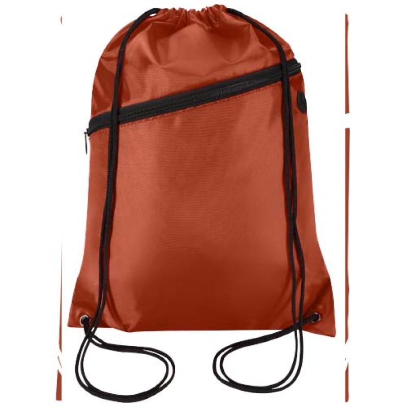 Bolsa con cordón Oriole de RPET con bolsillo frontal con cremallera, 5 l