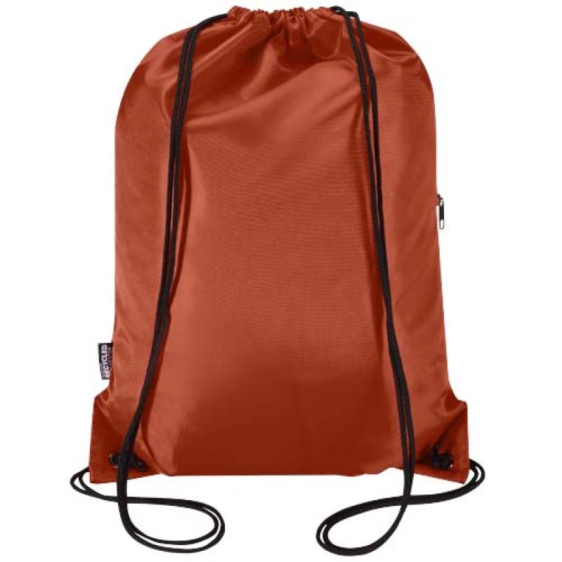 Bolsa con cordón Oriole de RPET con bolsillo frontal con cremallera, 5 l
