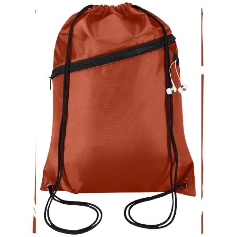 Bolsa con cordón Oriole de RPET con bolsillo frontal con cremallera, 5 l