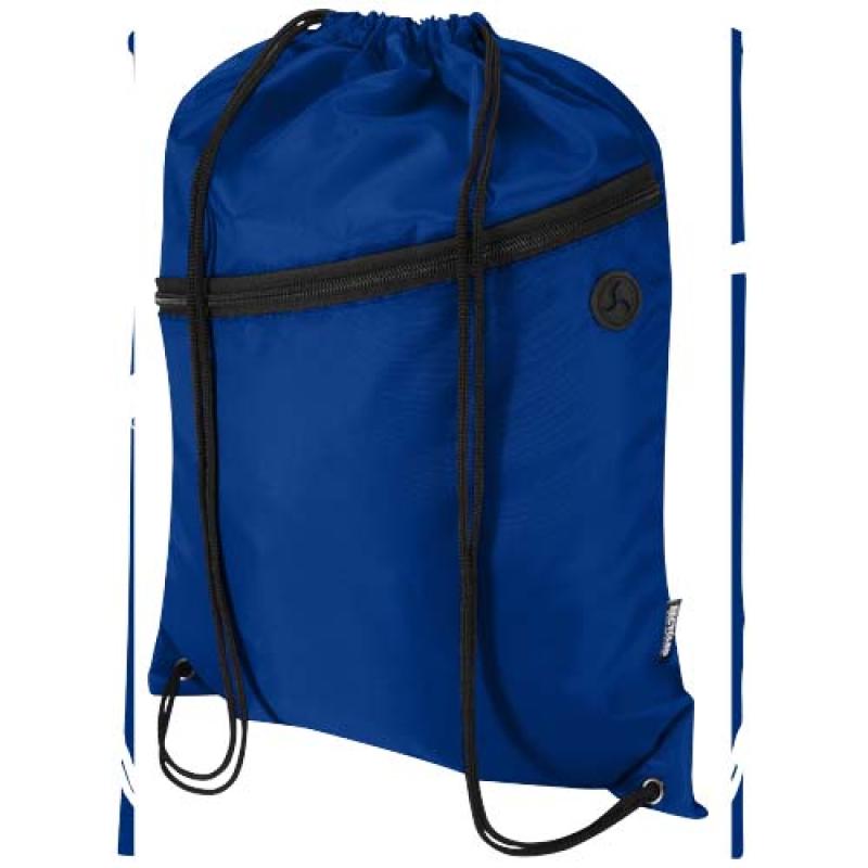 Bolsa con cordón Oriole de RPET con bolsillo frontal con cremallera, 5 l