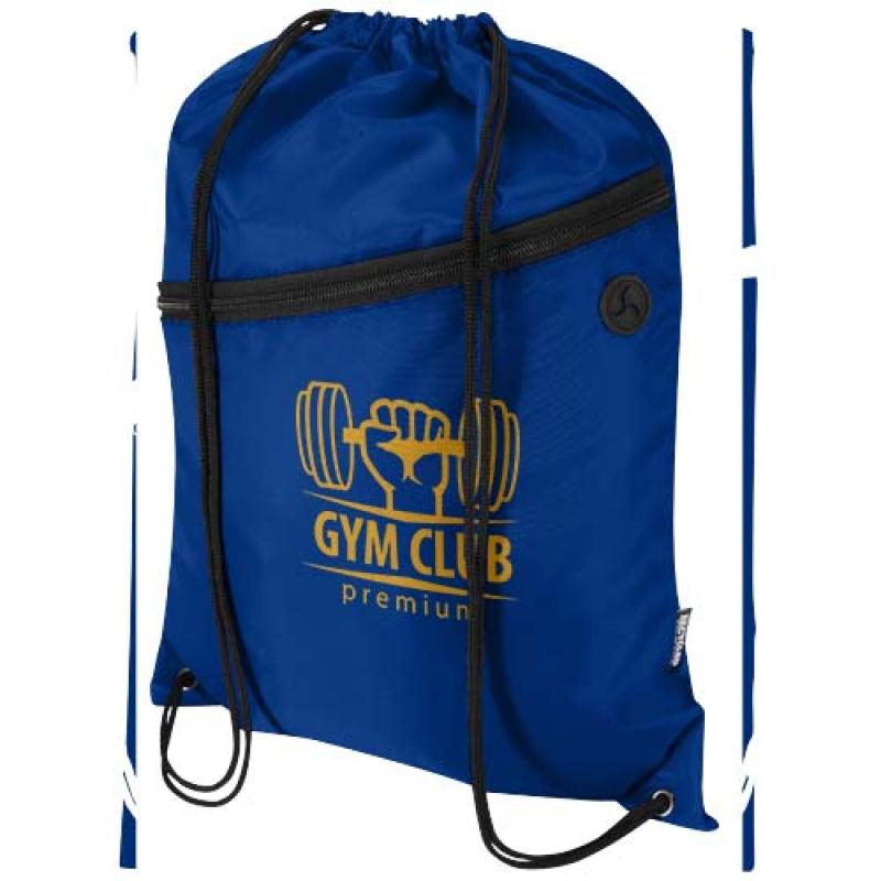 Bolsa con cordón Oriole de RPET con bolsillo frontal con cremallera, 5 l