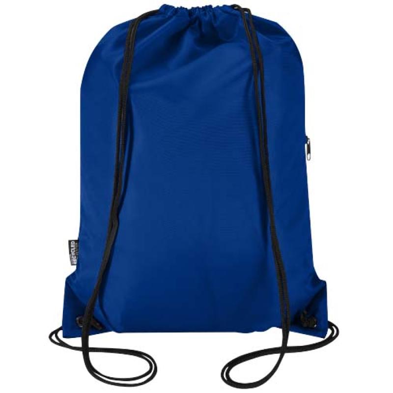 Bolsa con cordón Oriole de RPET con bolsillo frontal con cremallera, 5 l