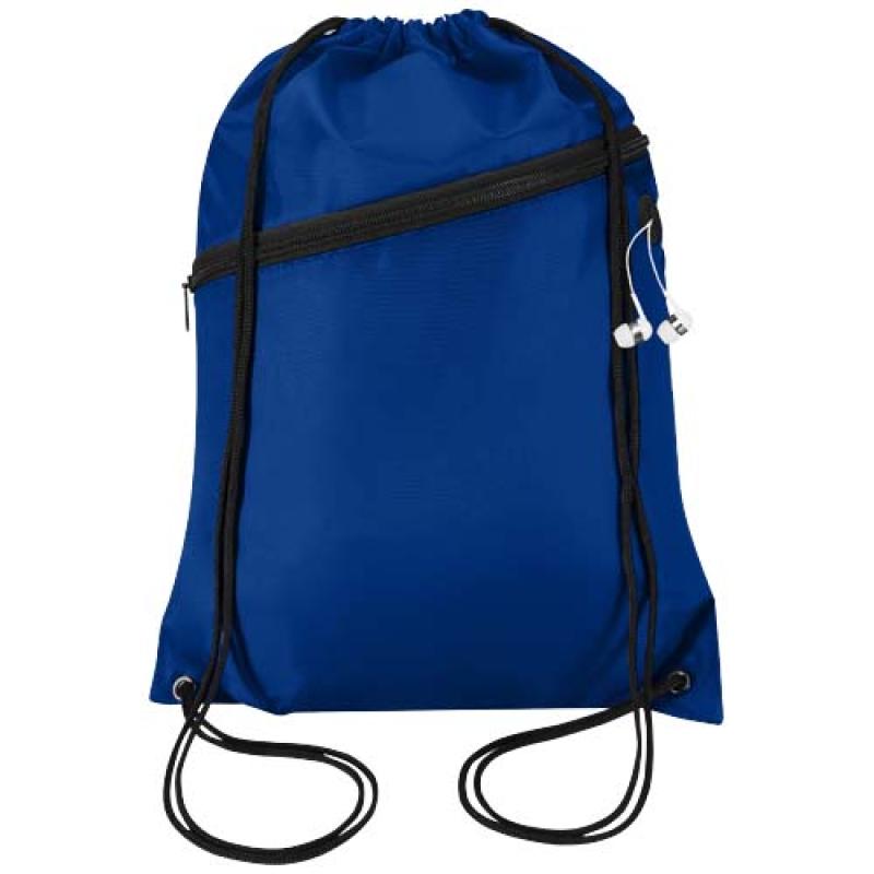Bolsa con cordón Oriole de RPET con bolsillo frontal con cremallera, 5 l