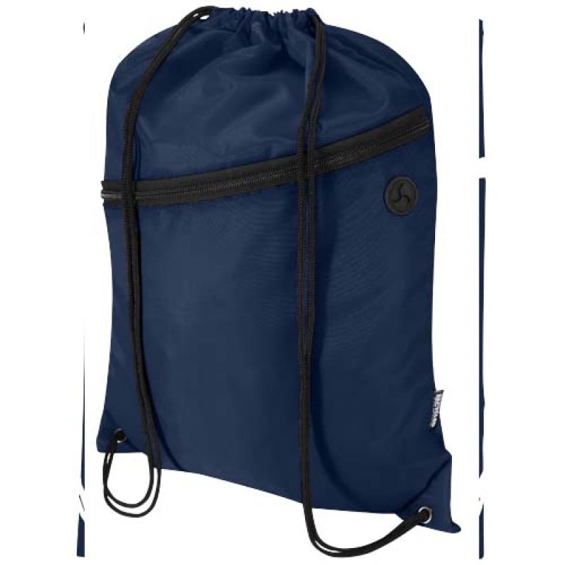 Bolsa con cordón Oriole de RPET con bolsillo frontal con cremallera, 5 l