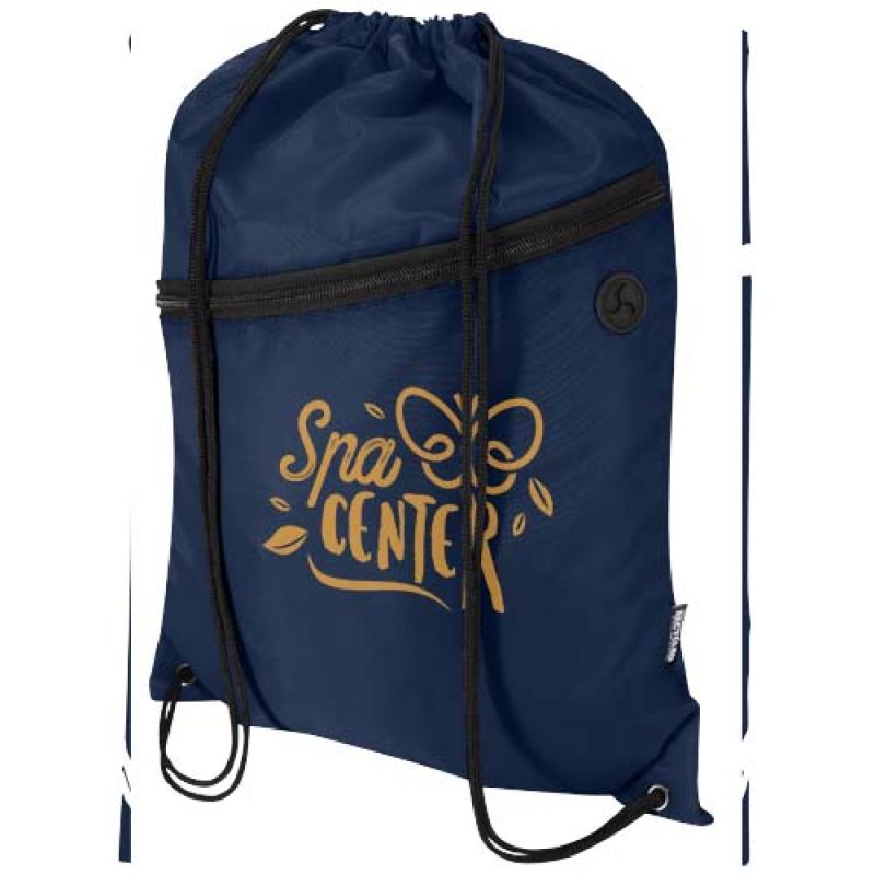 Bolsa con cordón Oriole de RPET con bolsillo frontal con cremallera, 5 l