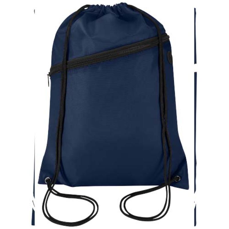 Bolsa con cordón Oriole de RPET con bolsillo frontal con cremallera, 5 l