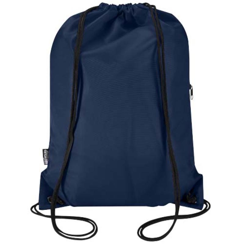 Bolsa con cordón Oriole de RPET con bolsillo frontal con cremallera, 5 l