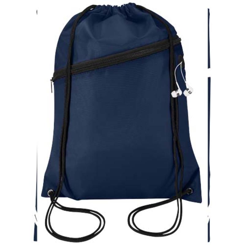 Bolsa con cordón Oriole de RPET con bolsillo frontal con cremallera, 5 l