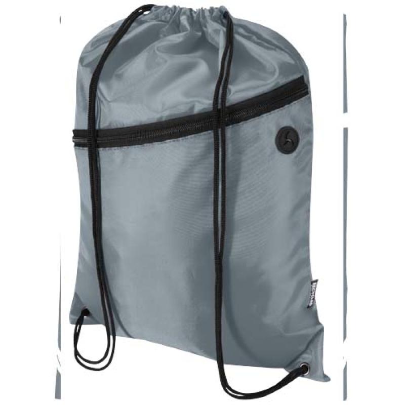 Bolsa con cordón Oriole de RPET con bolsillo frontal con cremallera, 5 l