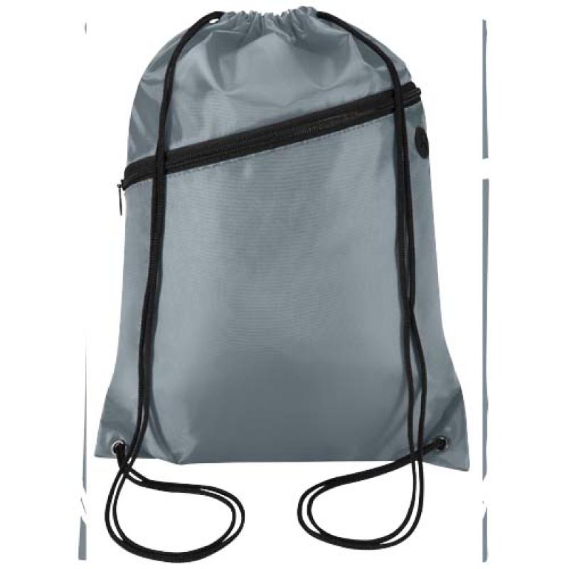 Bolsa con cordón Oriole de RPET con bolsillo frontal con cremallera, 5 l