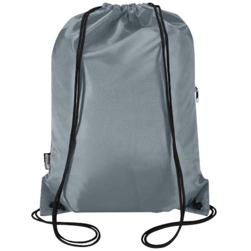 Bolsa con cordón Oriole de RPET con bolsillo frontal con cremallera, 5 l