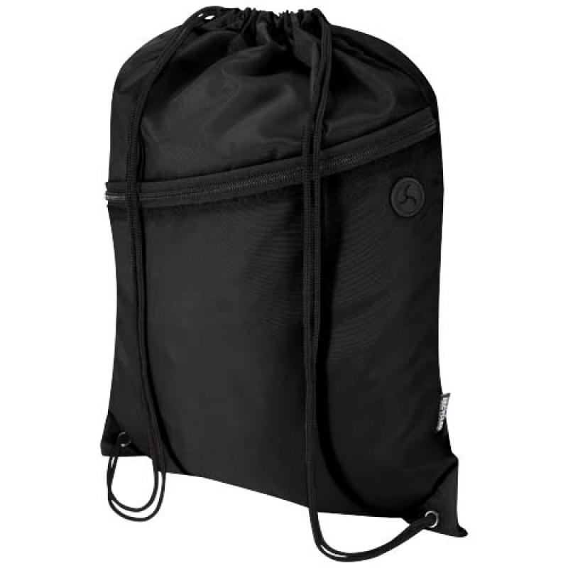 Bolsa con cordón Oriole de RPET con bolsillo frontal con cremallera, 5 l