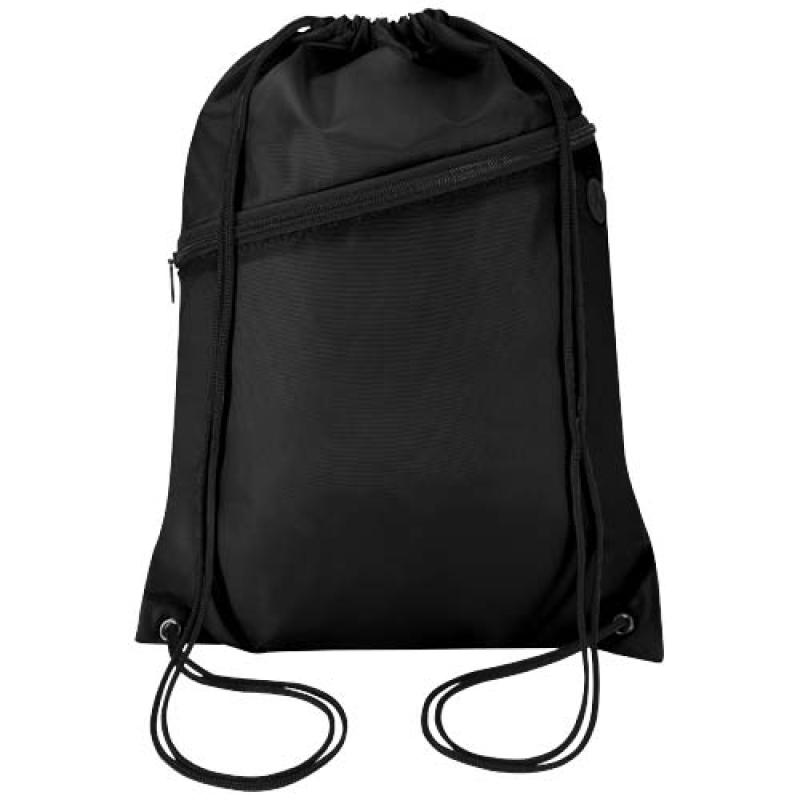 Bolsa con cordón Oriole de RPET con bolsillo frontal con cremallera, 5 l