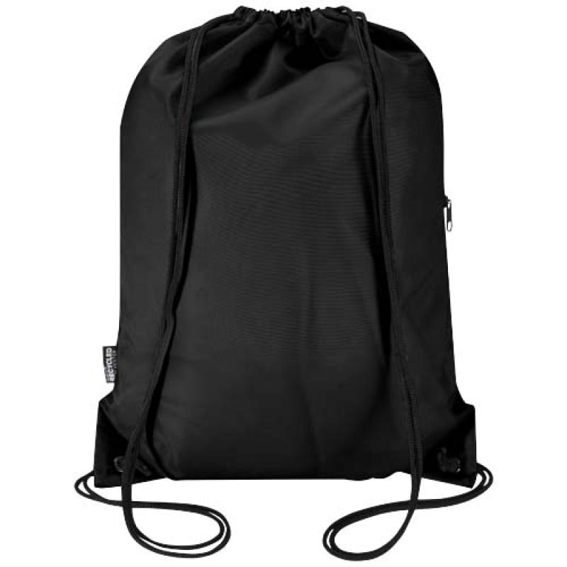Bolsa con cordón Oriole de RPET con bolsillo frontal con cremallera, 5 l