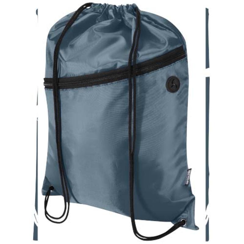 Bolsa con cordón Oriole de RPET con bolsillo frontal con cremallera, 5 l