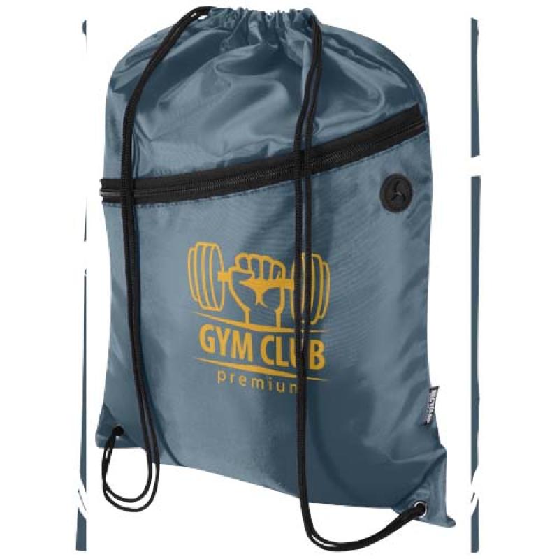 Bolsa con cordón Oriole de RPET con bolsillo frontal con cremallera, 5 l