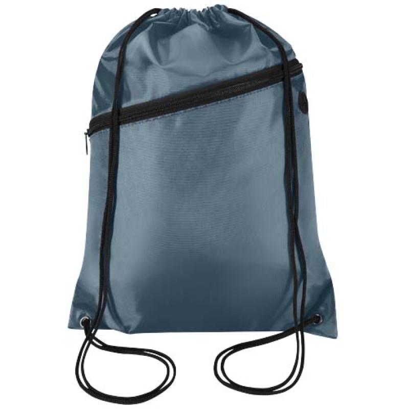Bolsa con cordón Oriole de RPET con bolsillo frontal con cremallera, 5 l