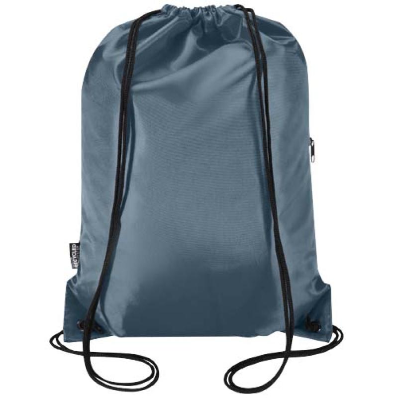 Bolsa con cordón Oriole de RPET con bolsillo frontal con cremallera, 5 l