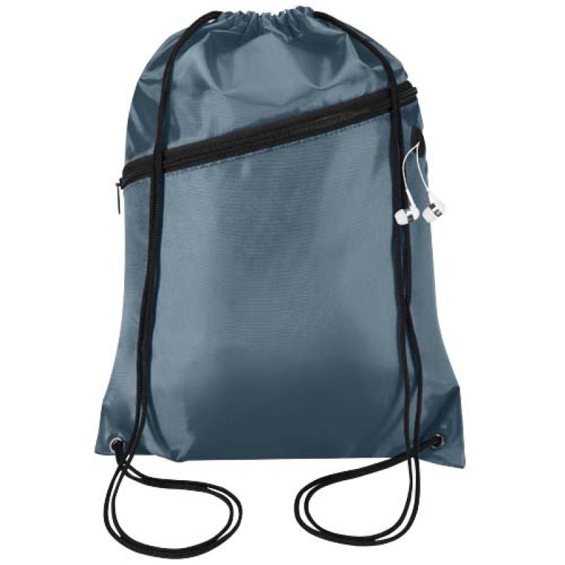 Bolsa con cordón Oriole de RPET con bolsillo frontal con cremallera, 5 l