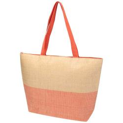Bolso tote grande de papel de paja Rhythm con cremallera, 21 l