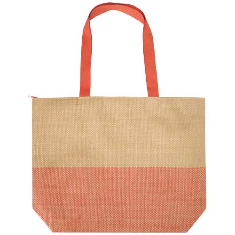 Bolso tote grande de papel de paja Rhythm con cremallera, 21 l