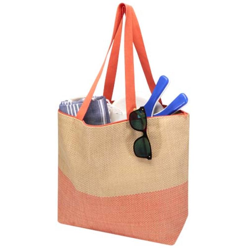 Bolso tote grande de papel de paja Rhythm con cremallera, 21 l