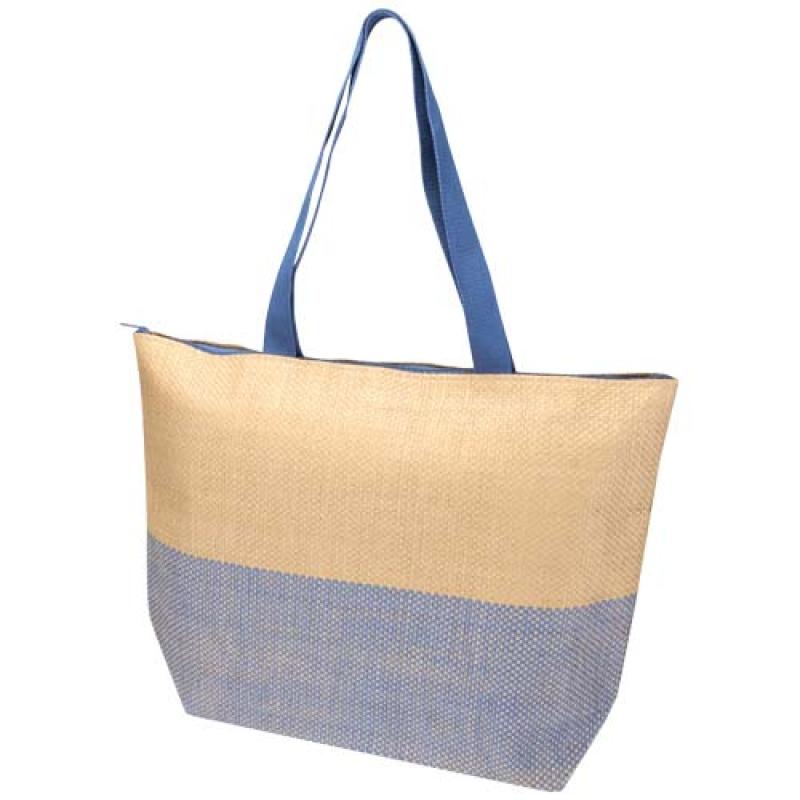 Bolso tote grande de papel de paja Rhythm con cremallera, 21 l