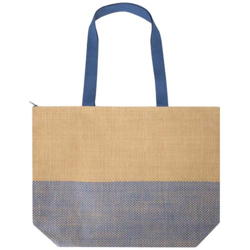 Bolso tote grande de papel de paja Rhythm con cremallera, 21 l