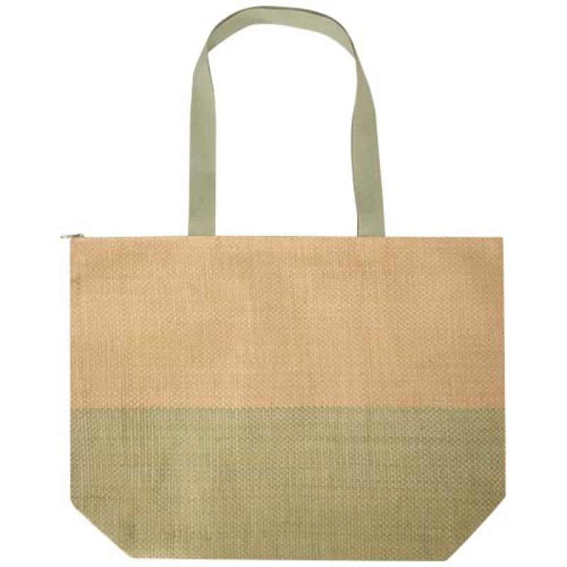 Bolso tote grande de papel de paja Rhythm con cremallera, 21 l