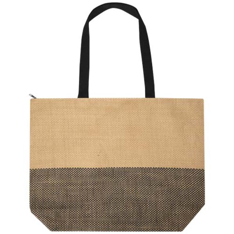 Bolso tote grande de papel de paja Rhythm con cremallera, 21 l