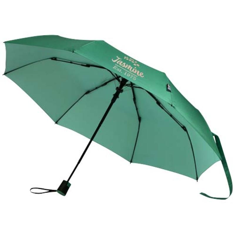 Paraguas Agnes de 53 cm, plegable y con apertura automática, fabricado en RPET