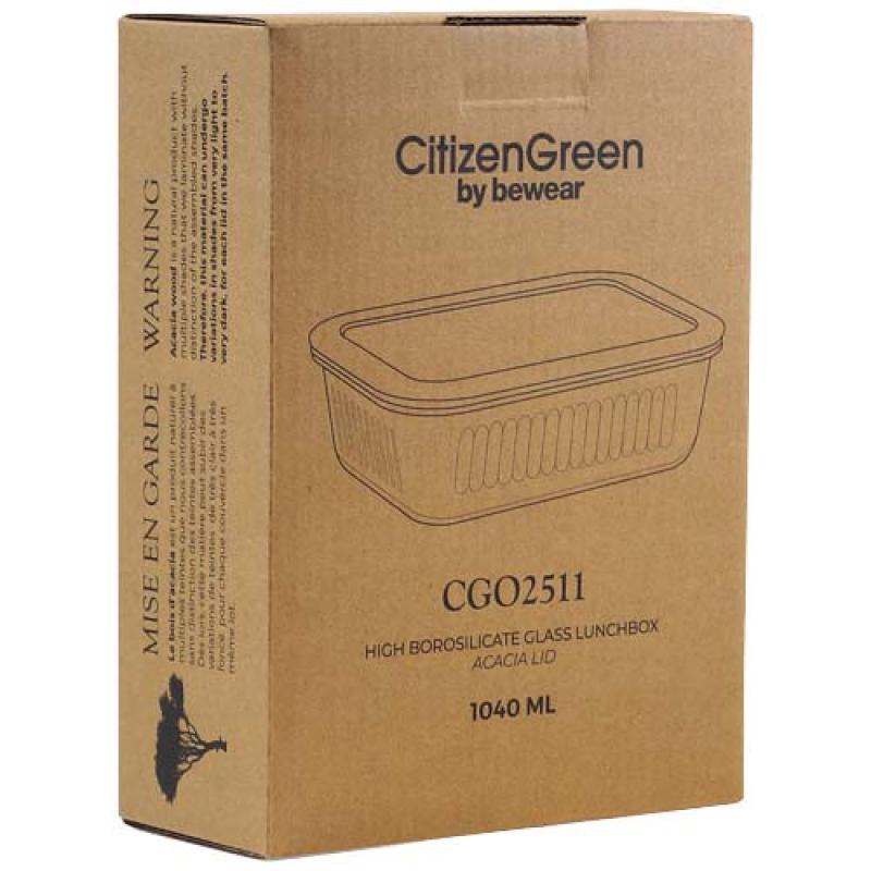 Fiambrera Citizen Green Purlunch de 1000 ml de vidrio de borosilicato
