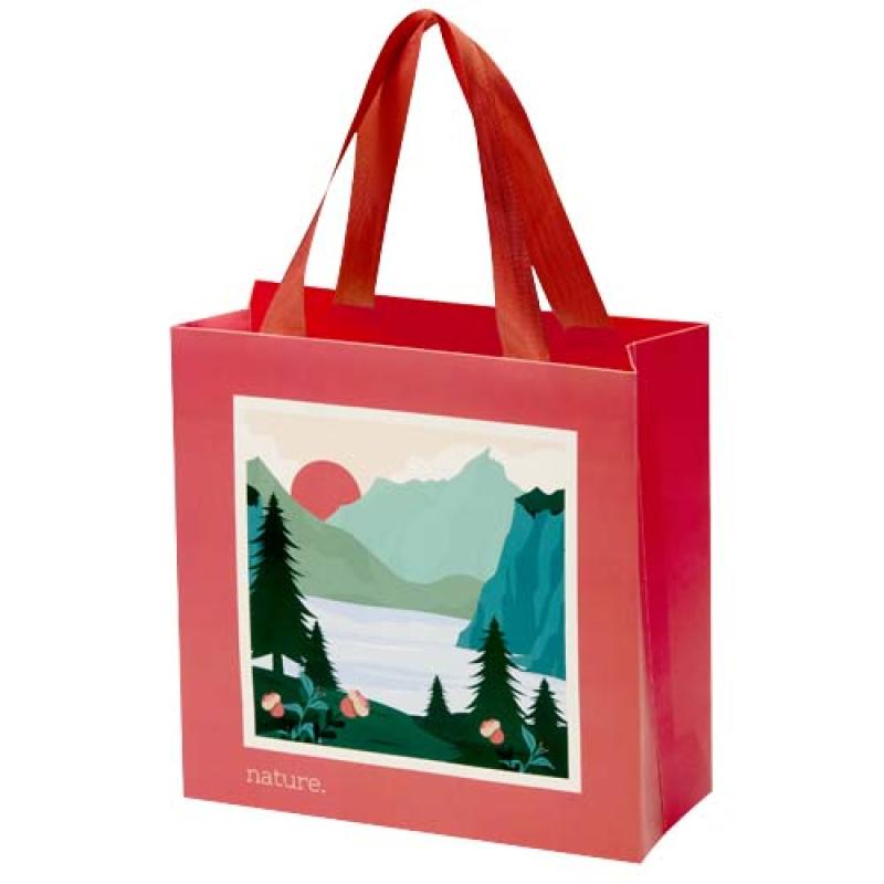 Bolsa de papel Smartfold de 230 g/m² con asas de cinta y laminado brillante - 24 x 10 x 24 cm