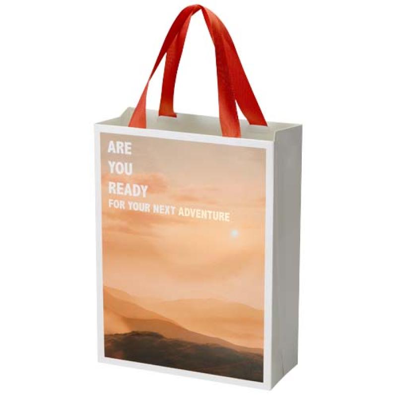 Bolsa de papel Smartfold de 230 g/m² con asas de cinta y laminado brillante - 24 x 10 x 32 cm