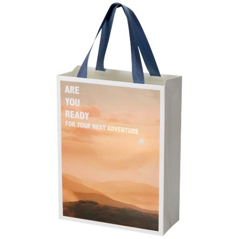 Bolsa de papel Smartfold de 230 g/m² con asas de cinta y laminado brillante - 24 x 10 x 32 cm