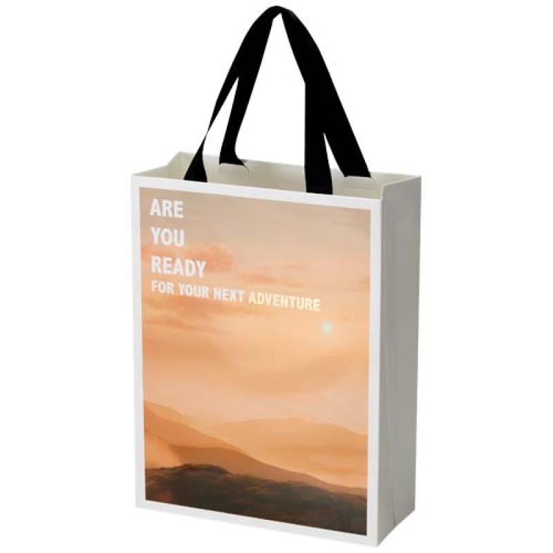 Bolsa de papel Smartfold de 230 g/m² con asas de cinta y laminado brillante - 24 x 10 x 32 cm