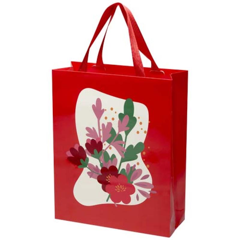 Bolsa de papel Smartfold de 230 g/m² con asas de cinta y laminado brillante - 31 x 12 x 39 cm
