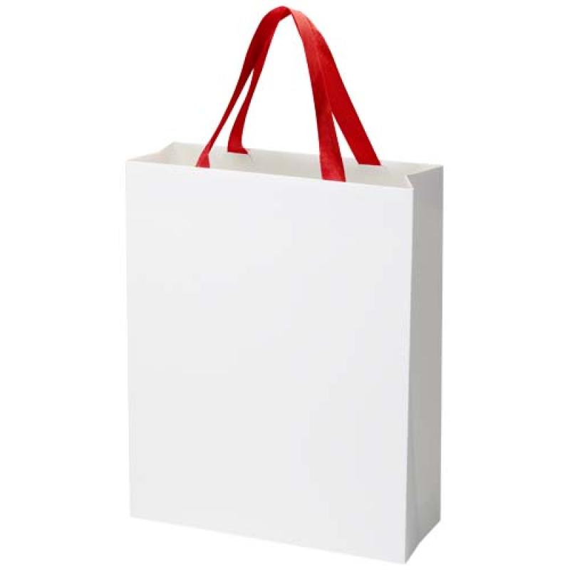 Bolsa de papel Smartfold de 230 g/m² con asas de cinta y laminado brillante - 31 x 12 x 39 cm