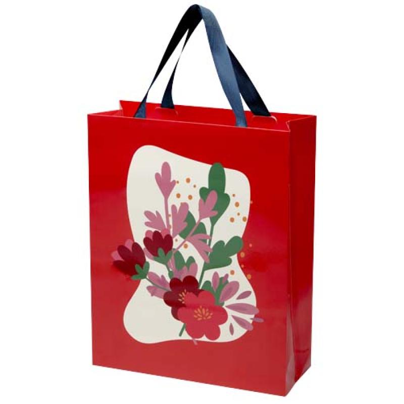 Bolsa de papel Smartfold de 230 g/m² con asas de cinta y laminado brillante - 31 x 12 x 39 cm