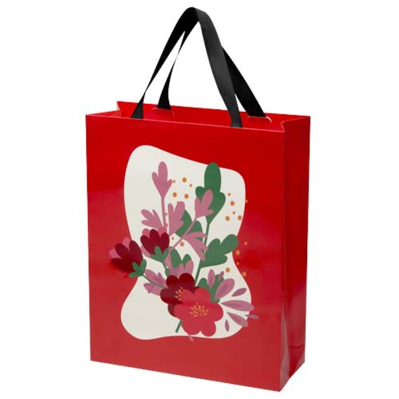 Bolsa de papel Smartfold de 230 g/m² con asas de cinta y laminado brillante - 31 x 12 x 39 cm