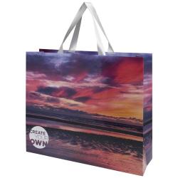 Bolsa de papel Smartfold de 230 g/m² con asas de cinta y laminado brillante - 42 x 12 x 35 cm