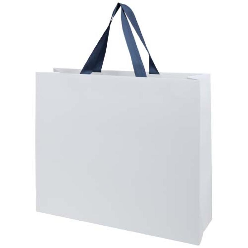 Bolsa de papel Smartfold de 230 g/m² con asas de cinta y laminado brillante - 42 x 12 x 35 cm