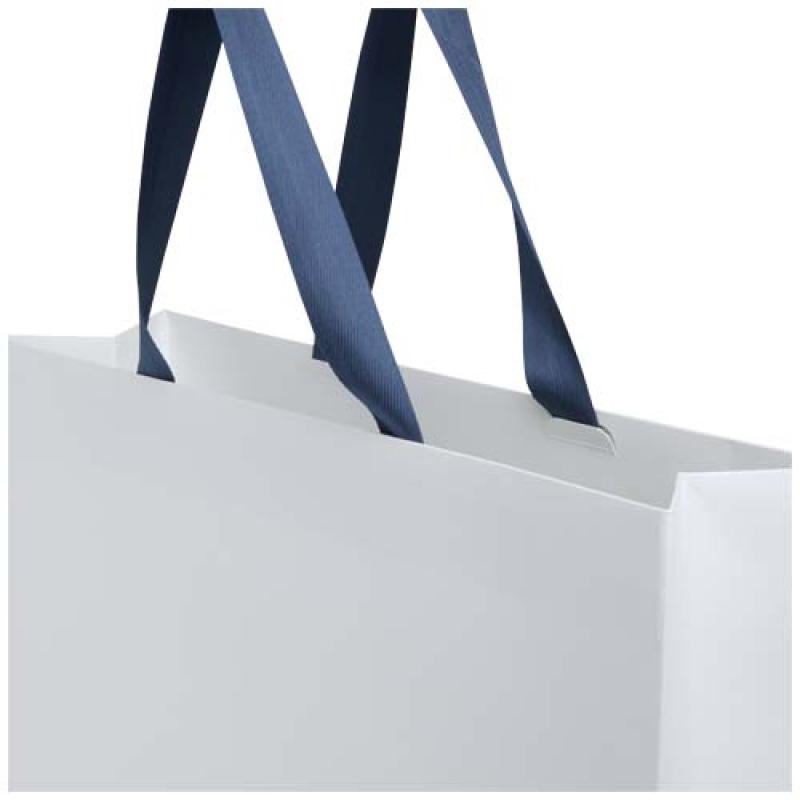 Bolsa de papel Smartfold de 230 g/m² con asas de cinta y laminado brillante - 42 x 12 x 35 cm