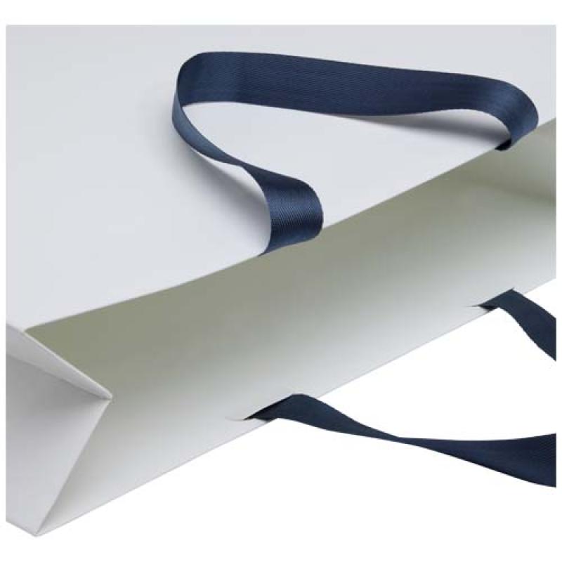 Bolsa de papel Smartfold de 230 g/m² con asas de cinta y laminado brillante - 42 x 12 x 35 cm