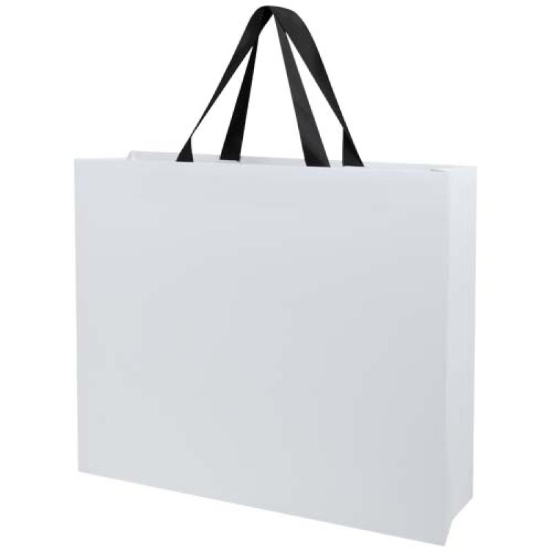 Bolsa de papel Smartfold de 230 g/m² con asas de cinta y laminado brillante - 42 x 12 x 35 cm