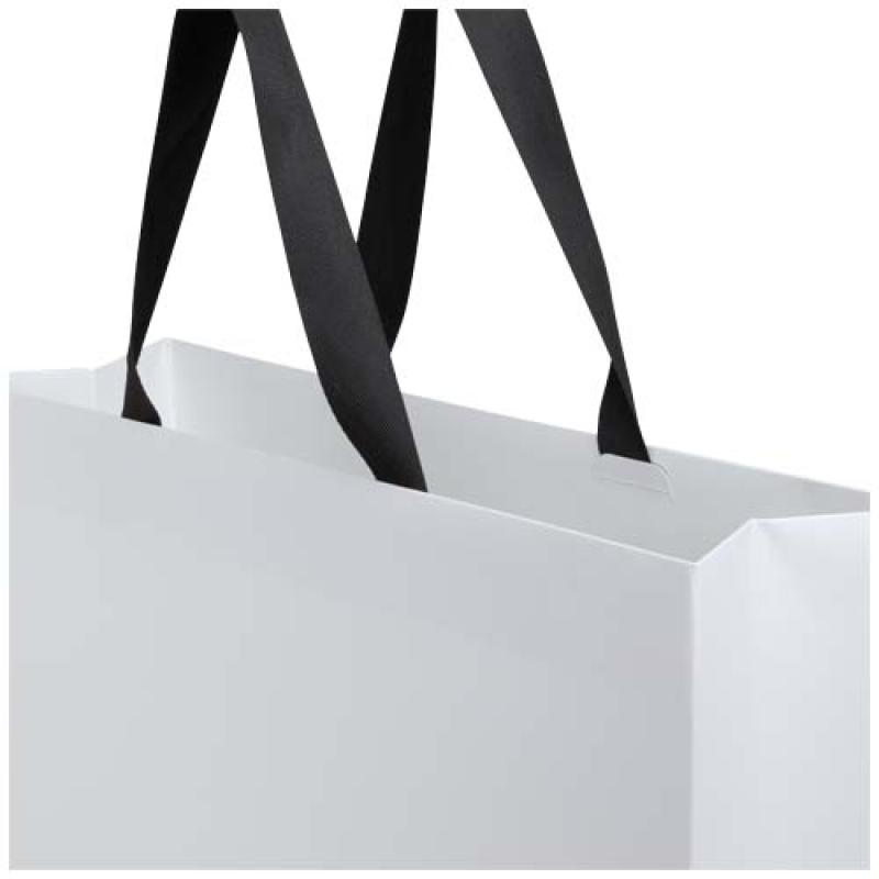 Bolsa de papel Smartfold de 230 g/m² con asas de cinta y laminado brillante - 42 x 12 x 35 cm