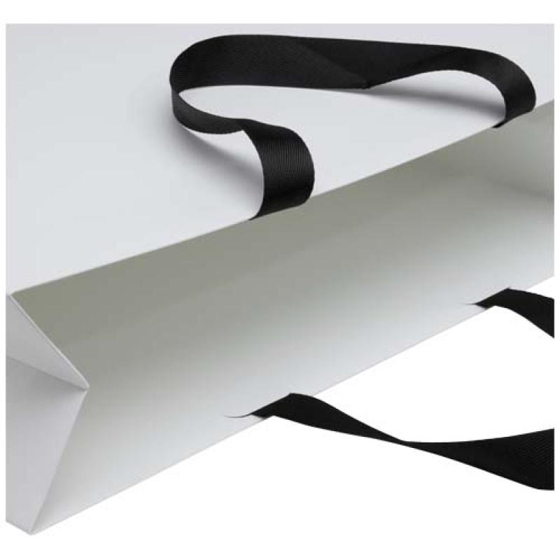 Bolsa de papel Smartfold de 230 g/m² con asas de cinta y laminado brillante - 42 x 12 x 35 cm