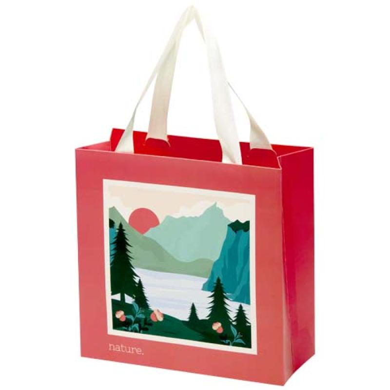 Bolsa de papel Smartfold de 230 g/m² con asas de cinta y laminado mate - 24 x 10 x 24 cm