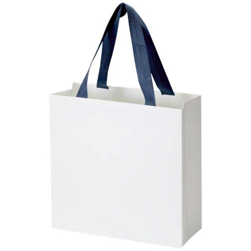 Bolsa de papel Smartfold de 230 g/m² con asas de cinta y laminado mate - 24 x 10 x 24 cm